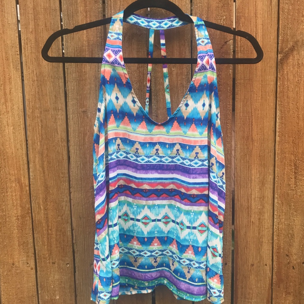 Forever 21 Tribal Open Back Tank Top Size Small